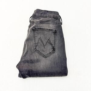 Mother The Looker Ankle Fray Burning Out Lanterns Charcoal Denim Jeans Size 25